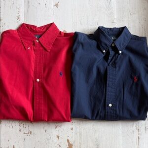 Polo by Ralph Lauren Red & Navy Button-Down Cotton Shirts - Twin Pack